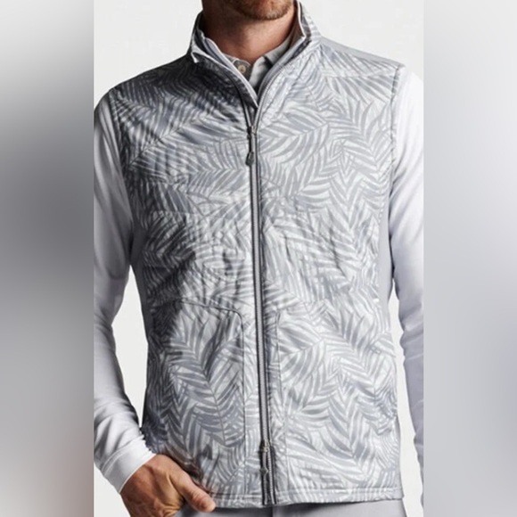 Peter Millar Gale Gray Print Fuse Elite Hybrid Full-Zip Vest MS23EZ46A Golf